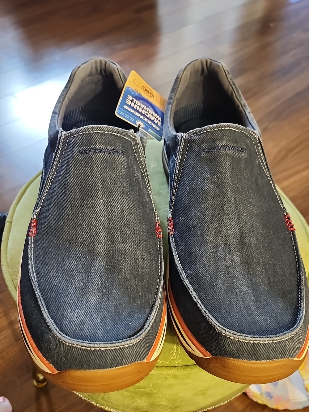Skechers Men's Slip-On Loafers in Dark Denim Blue with Gum Soles
